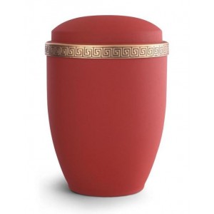 Steel Urn (Grecian Athena Edition - Ruby with Gold Block Spiral Border)